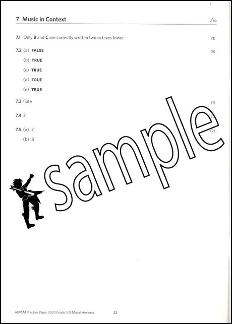 3rd sample page from ABRSM Music Theory Practice Papers 2023 Grade 5 MODEL ANSWERS