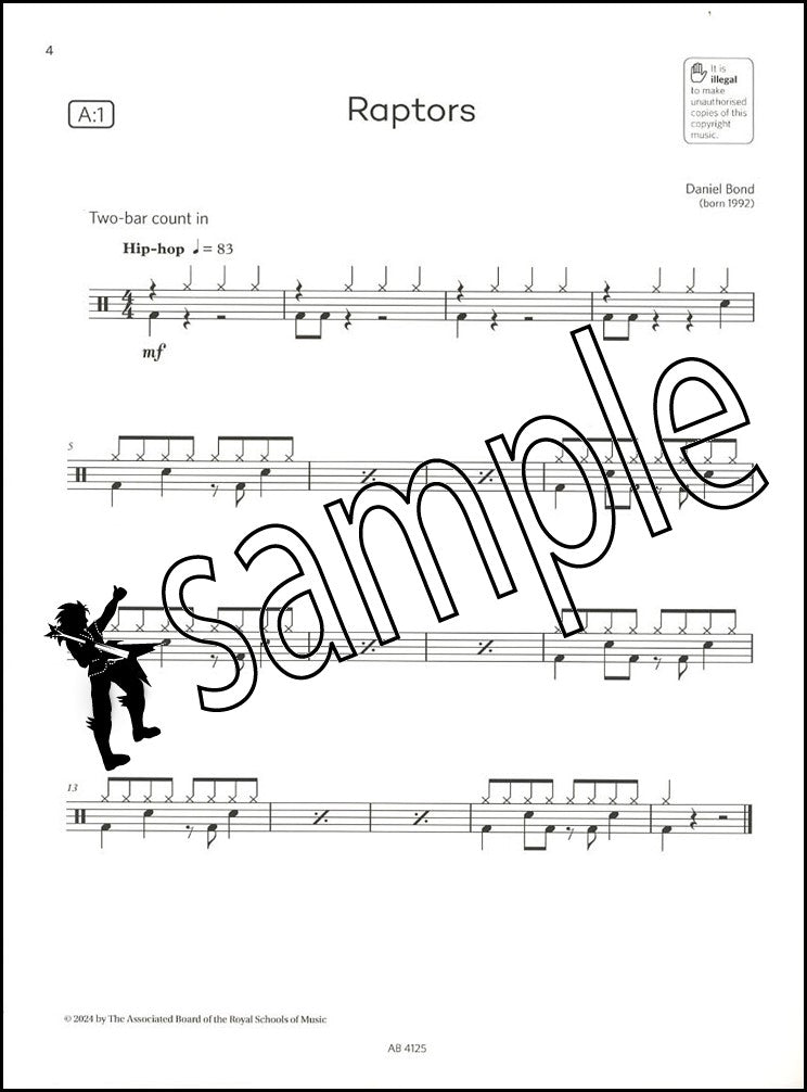 1st sample page from ABRSM Drum Kit Exam Pieces Initial Grade from 2024