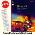 front cover of ABRSM Drum Kit Exam Pieces Initial Grade from 2024 together with free Drum Rudiments bookmark