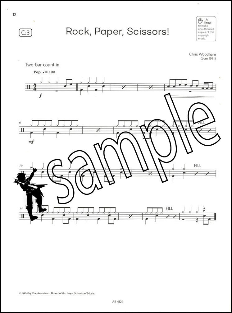 3rd sample page from ABRSM Drum Kit Exam Pieces Grade 1 from 2024