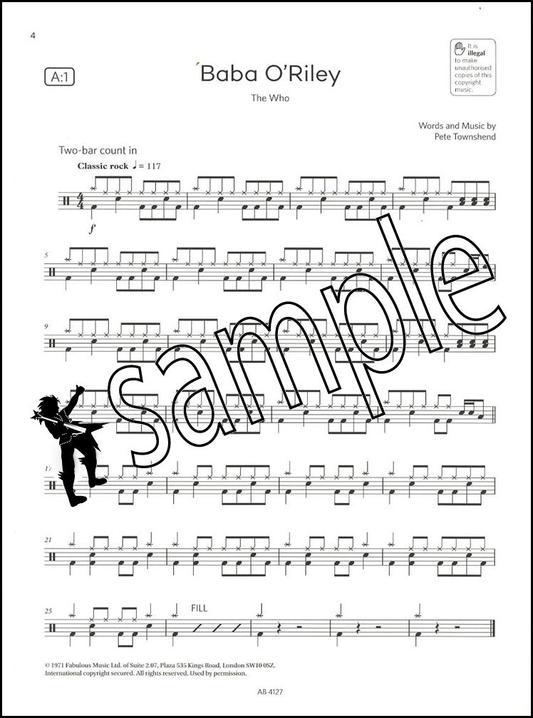 1st sample page from ABRSM Drum Kit Exam Pieces Grade 2 from 2024