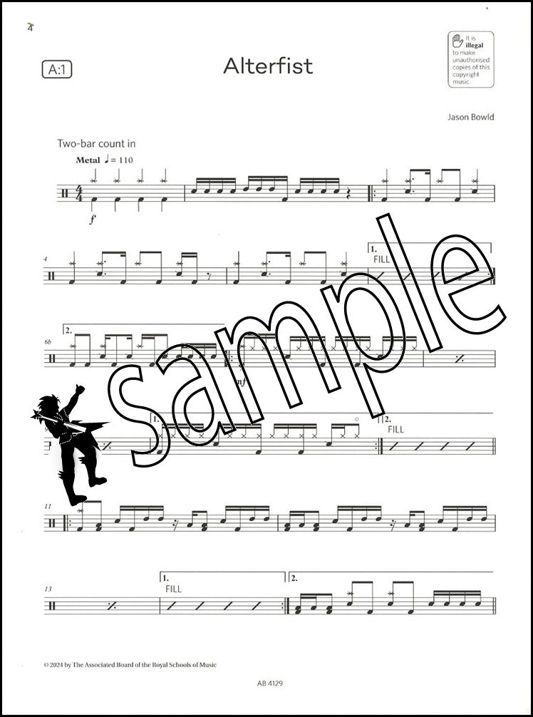 1st sample page from ABRSM Drum Kit Exam Pieces Grade 4 from 2024