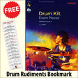 front cover of ABRSM Drum Kit Exam Pieces Grade 4 from 2024 together with free Drum Rudiments bookmark