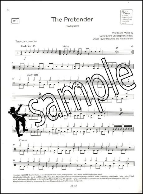 1st sample page from ABRSM Drum Kit Exam Pieces Grade 6 from 2024