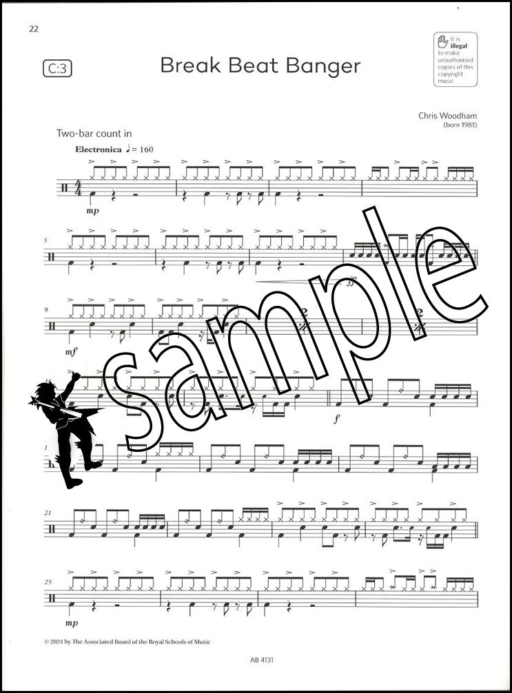 3rd sample page from ABRSM Drum Kit Exam Pieces Grade 6 from 2024