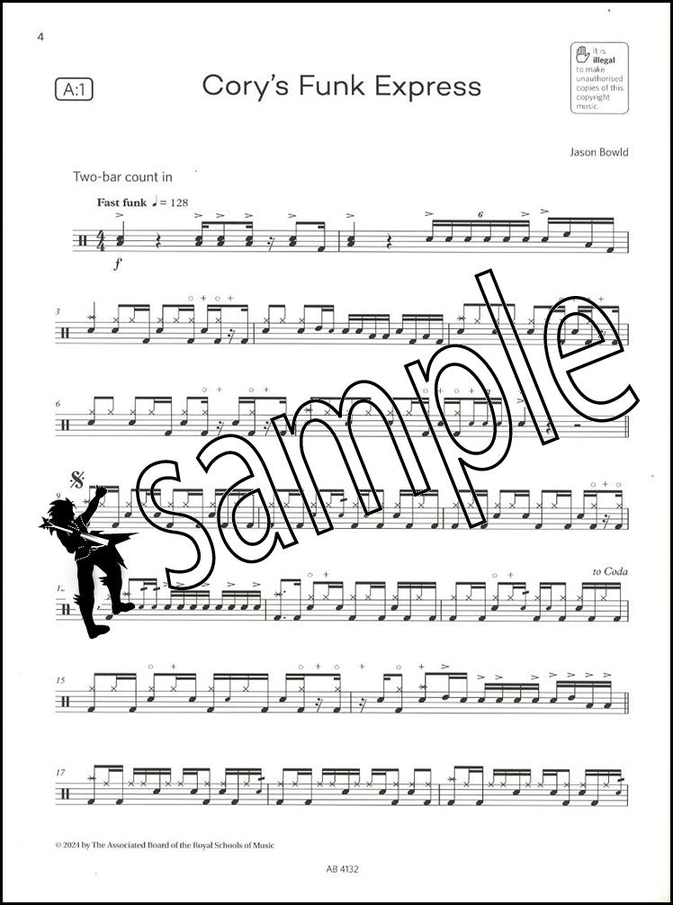 1st sample page from ABRSM Drum Kit Exam Pieces Grade 7 from 2024