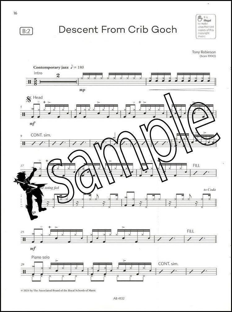 2nd sample page from ABRSM Drum Kit Exam Pieces Grade 7 from 2024