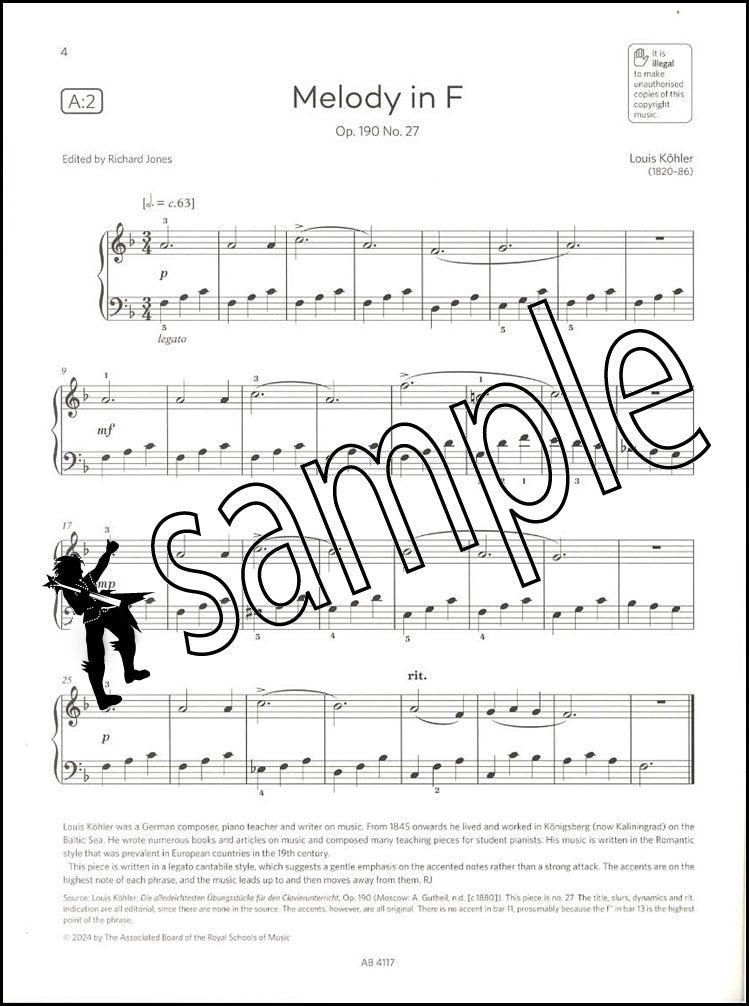 1st sample page of ABRSM Piano Exam Pieces Grade 1 2025-2026