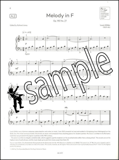 1st sample page of ABRSM Piano Exam Pieces Grade 1 2025-2026