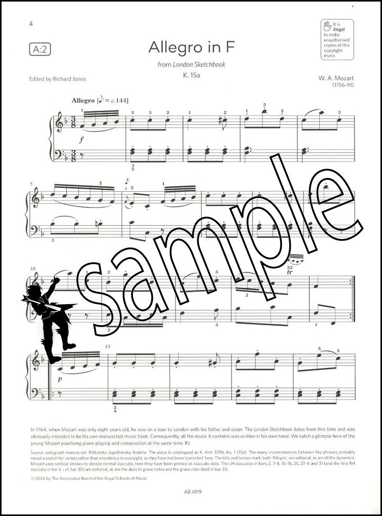 1st sample page of ABRSM Piano Exam Pieces Grade 3 2025-2026