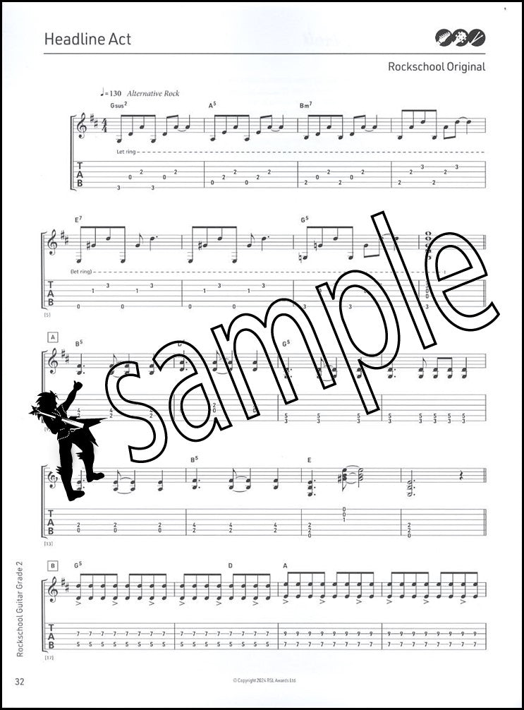 2nd sample page from Rockschool Guitar Grade 2 from 2024