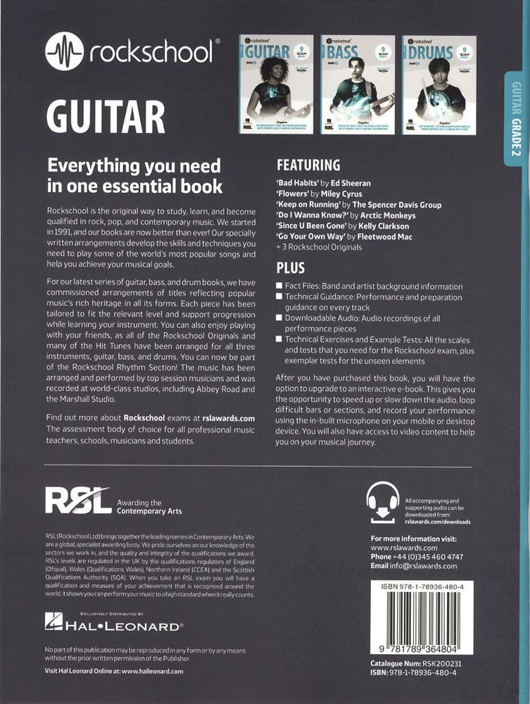 back cover of Rockschool Guitar Grade 2 from 2024