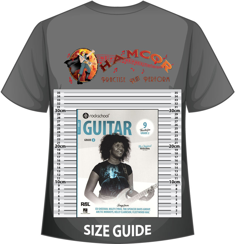 front cover of Rockschool Guitar Grade 2 from 2024 on a size guide