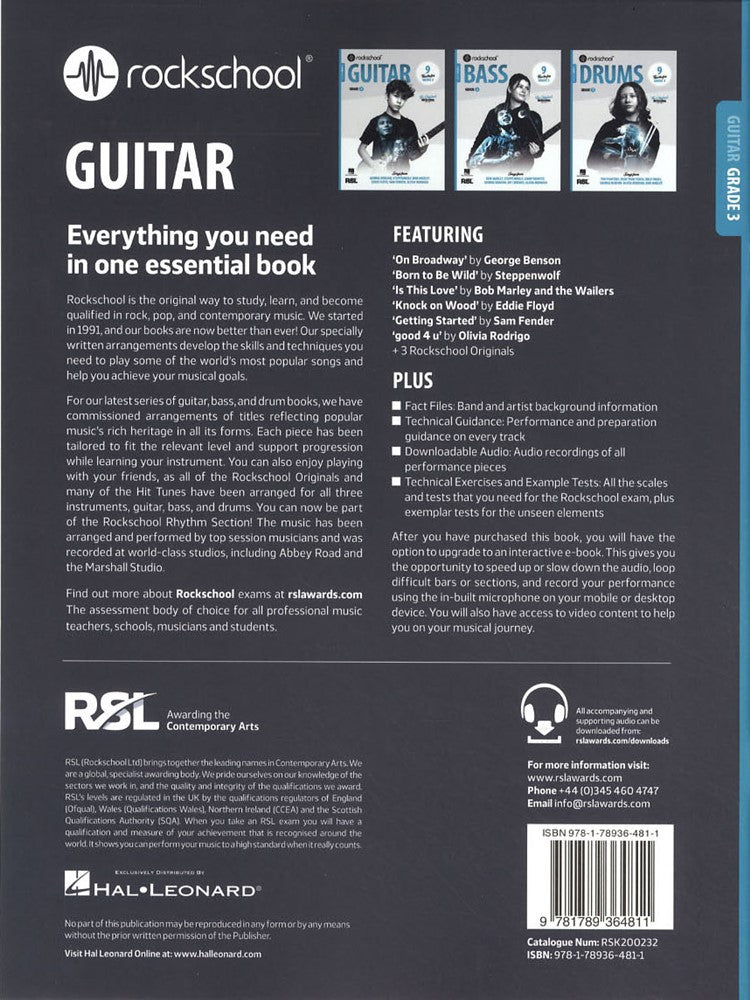 back cover of Rockschool Guitar Grade 3 from 2024