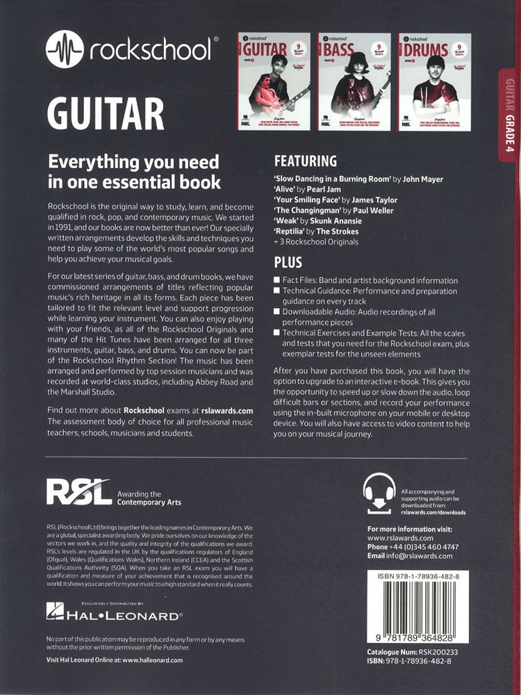 back cover of Rockschool Guitar Grade 4 from 2024