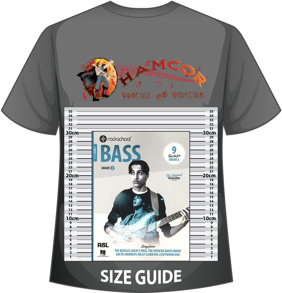 front cover of Rockschool Bass Grade 2 from 2024 on a size guide