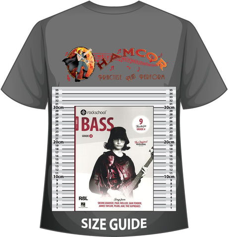 front cover of Rockschool Bass Grade 4 from 2024 on a size guide