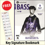 front cover of Rockschool Bass Grade 7 from 2024 together with free Bass Glef bookmark