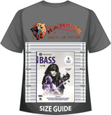 front cover of Rockschool Bass Grade 8 from 2024 on a size guide