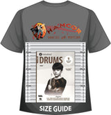 front cover of Rockschool Drums Debut from 2024 on a size guide