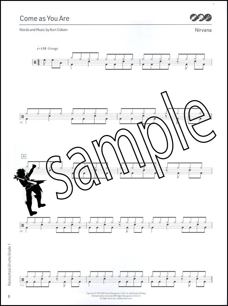 1st sample page from Rockschool Drums Grade 1 from 2024