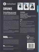 back cover of Rockschool Drums Grade 1 from 2024