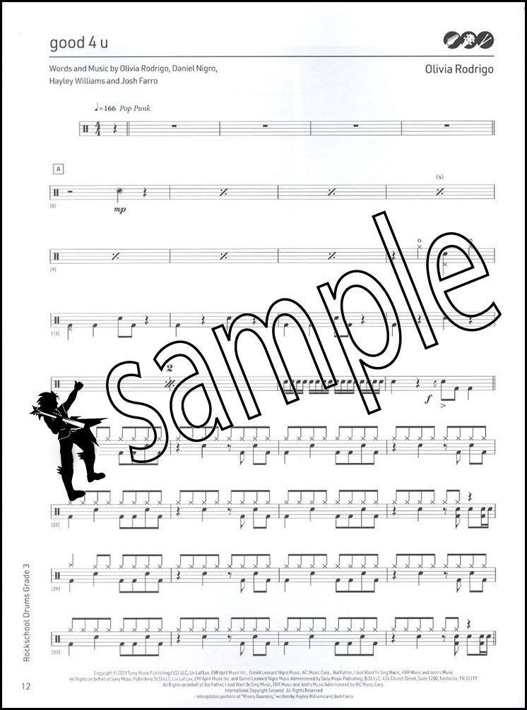 1st sample page from Rockschool Drums Grade 3 from 2024