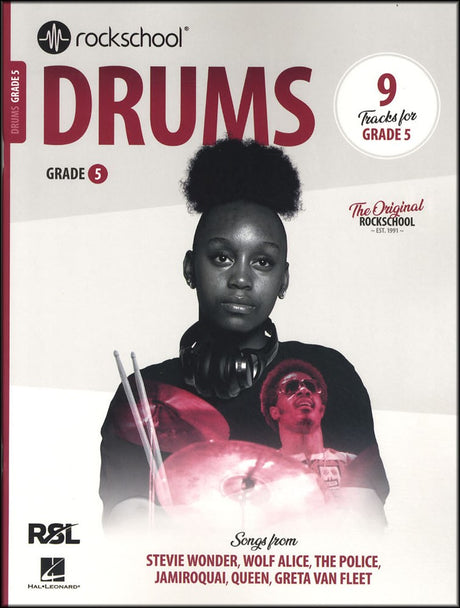 front cover of Rockschool Drums Grade 5 from 2024