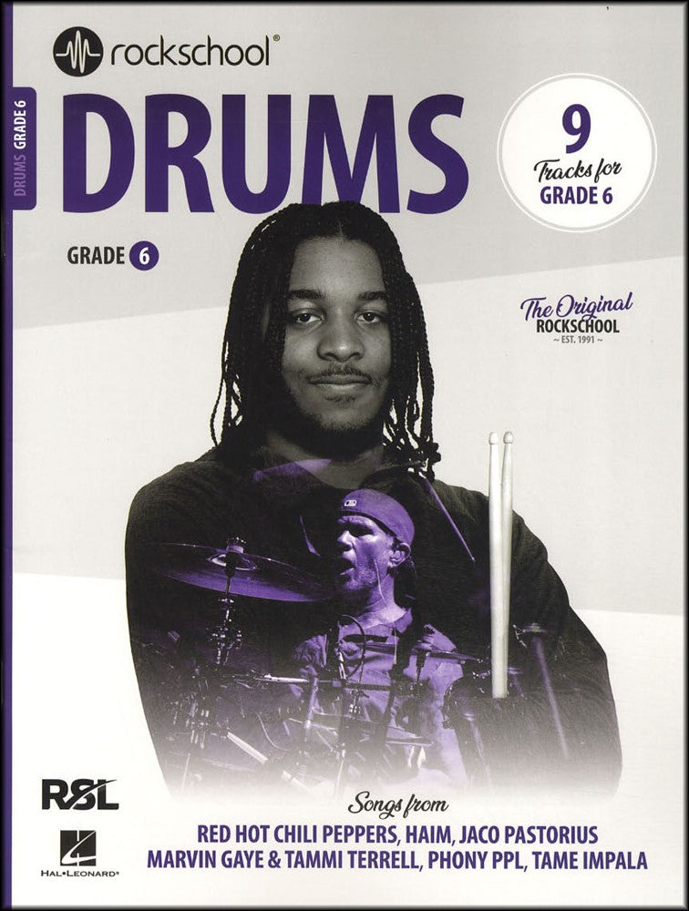 front cover of Rockschool Drums Grade 6 from 2024