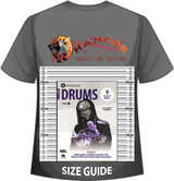 front cover of Rockschool Drums Grade 7 from 2024 on a size guide