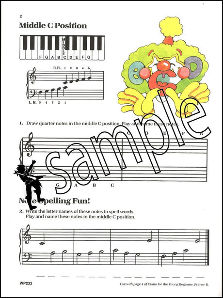 1st sample page from Bastien Piano Basics Theory & Technique for the Young Beginner Primer B