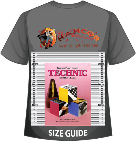 front cover of Bastien Piano Basics Technic Primer Level on a size guide