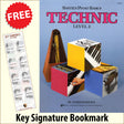 front cover of Bastien Piano Basics Technic Level 2 together with free Piano Clef bookmark