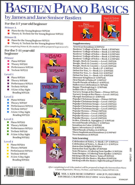 back cover of Bastien Piano Basics Technic Level 2