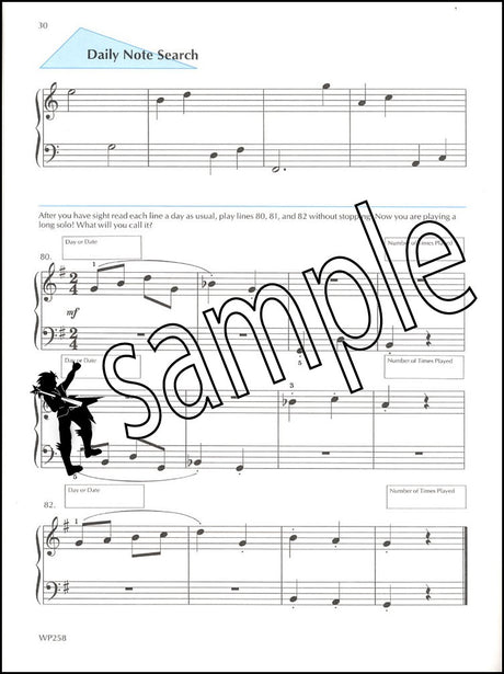 3rd sample page from Bastien Piano Basics A Line a Day Sight Reading Level 1