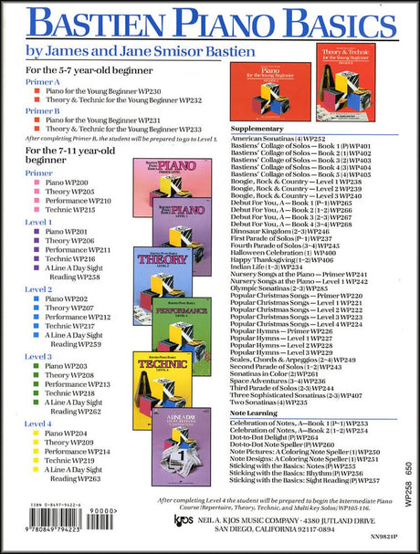 back cover of Bastien Piano Basics A Line a Day Sight Reading Level 1