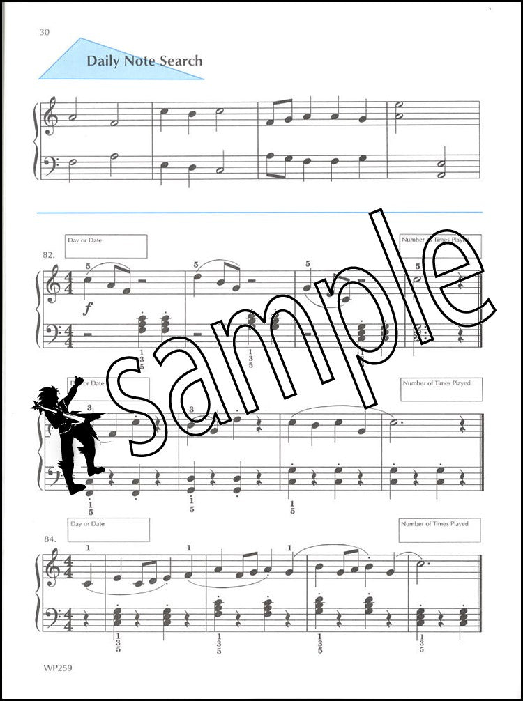 3rd sample page from Bastien Piano Basics A Line a Day Sight Reading Level 2