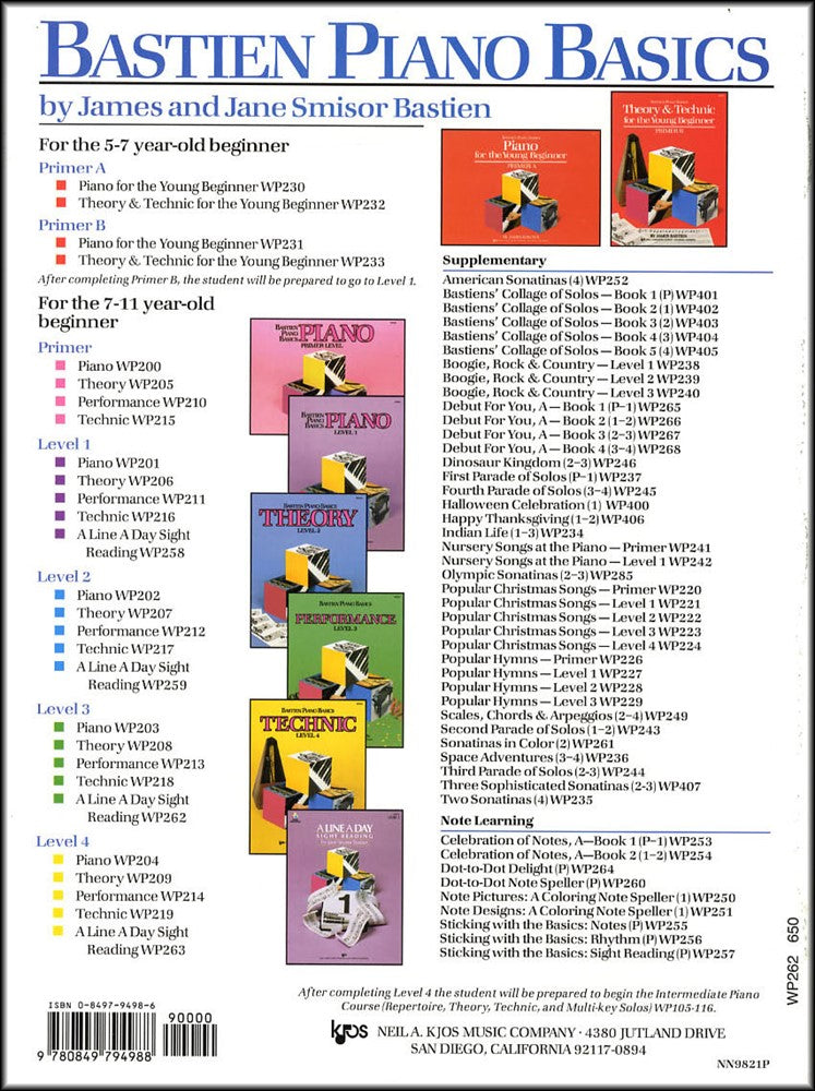 back cover of Bastien Piano Basics A Line a Day Sight Reading Level 3