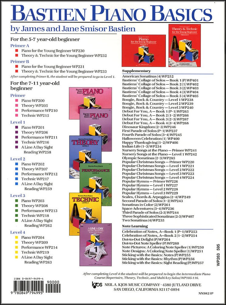 back cover of Bastien Piano Basics A Line a Day Sight Reading Level 4