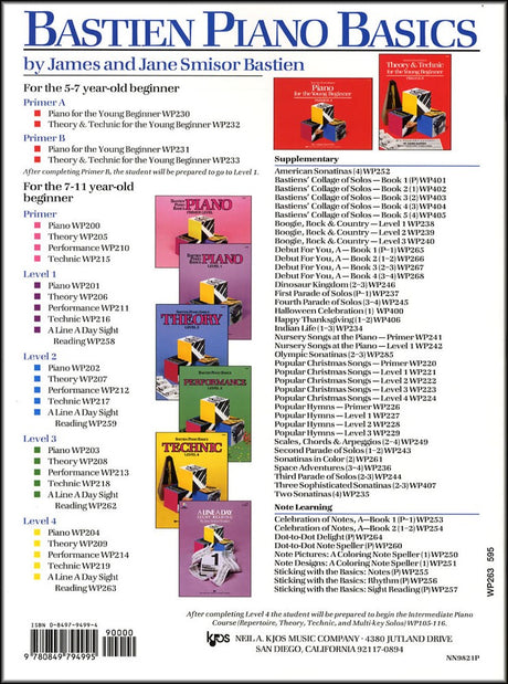 back cover of Bastien Piano Basics A Line a Day Sight Reading Level 4