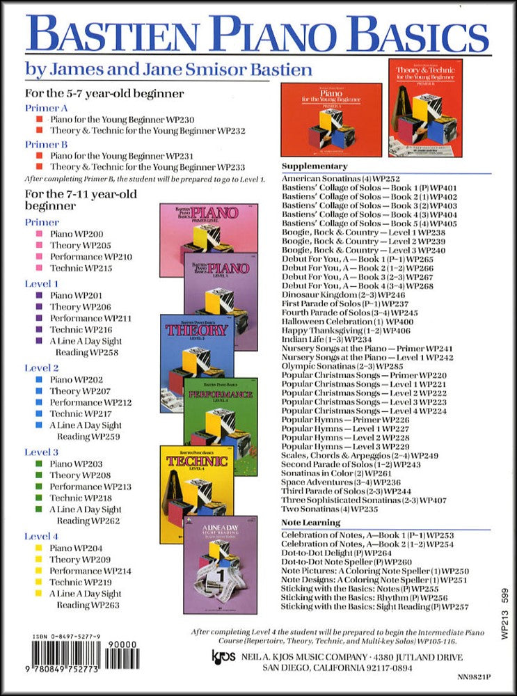 back cover of Bastien Piano Basics Performance Level 3