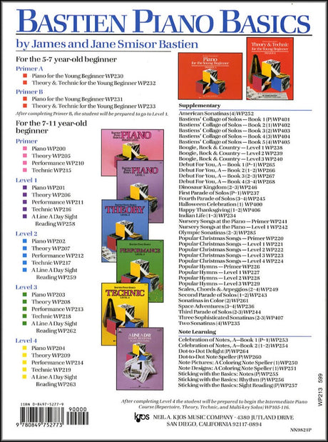 back cover of Bastien Piano Basics Performance Level 3