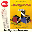 front cover of Bastien Piano Basics Performance Level 4 together with free Piano Clef bookmark