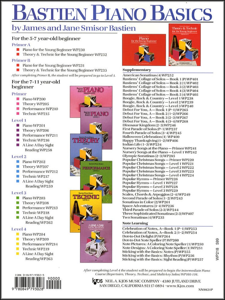 back cover of Bastien Piano Basics Technic Level 3