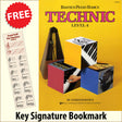front cover of Bastien Piano Basics Technic Level 4 together with free Piano Clef bookmark