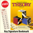 front cover of Bastien Piano Basics Theory Level 4 together with free Piano Clef bookmark