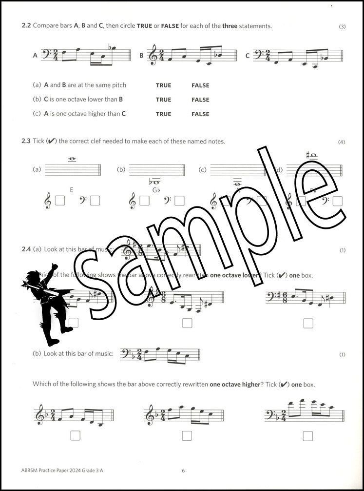 1st sample page from ABRSM Music Theory Practice Papers 2024 Grade 3