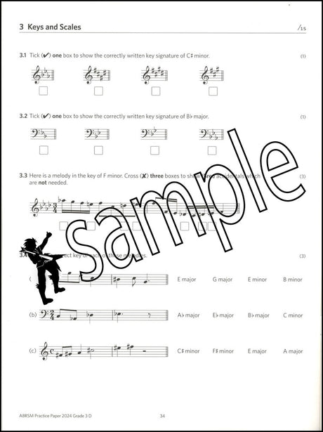 3rd sample page from ABRSM Music Theory Practice Papers 2024 Grade 3