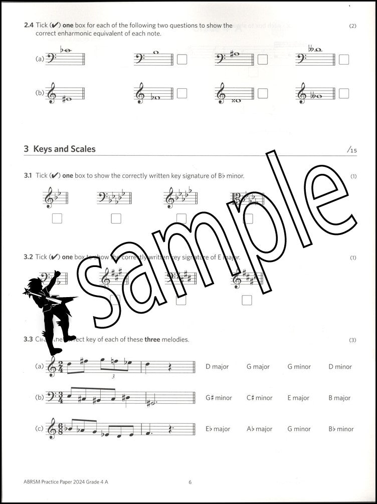 1st sample page from ABRSM Music Theory Practice Papers 2024 Grade 4