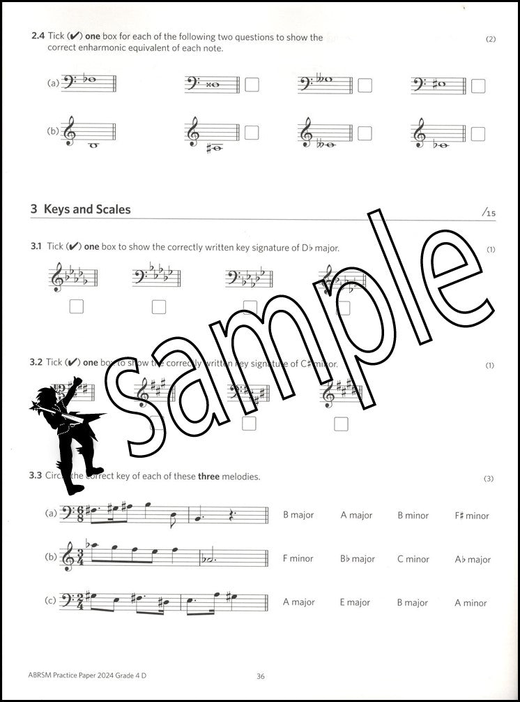 3rd sample page from ABRSM Music Theory Practice Papers 2024 Grade 4